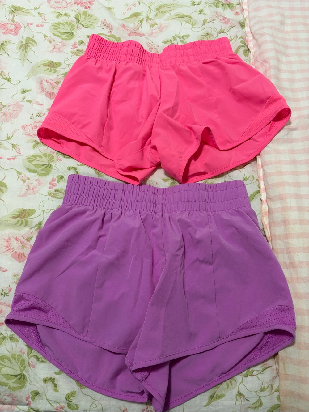Athletic Works girls Hot Pink and Lavender Athletic Shorts Duo